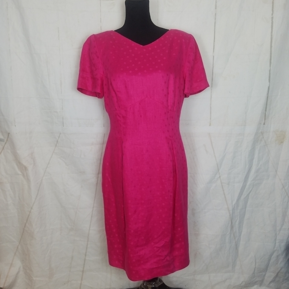 Maggy London vintage pink polka dot linen dress